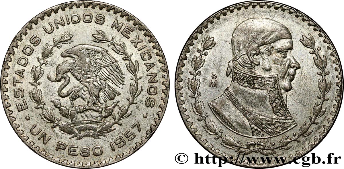 MEXICO 1 Peso Jose Morelos y Pavon 1957 Mexico AU