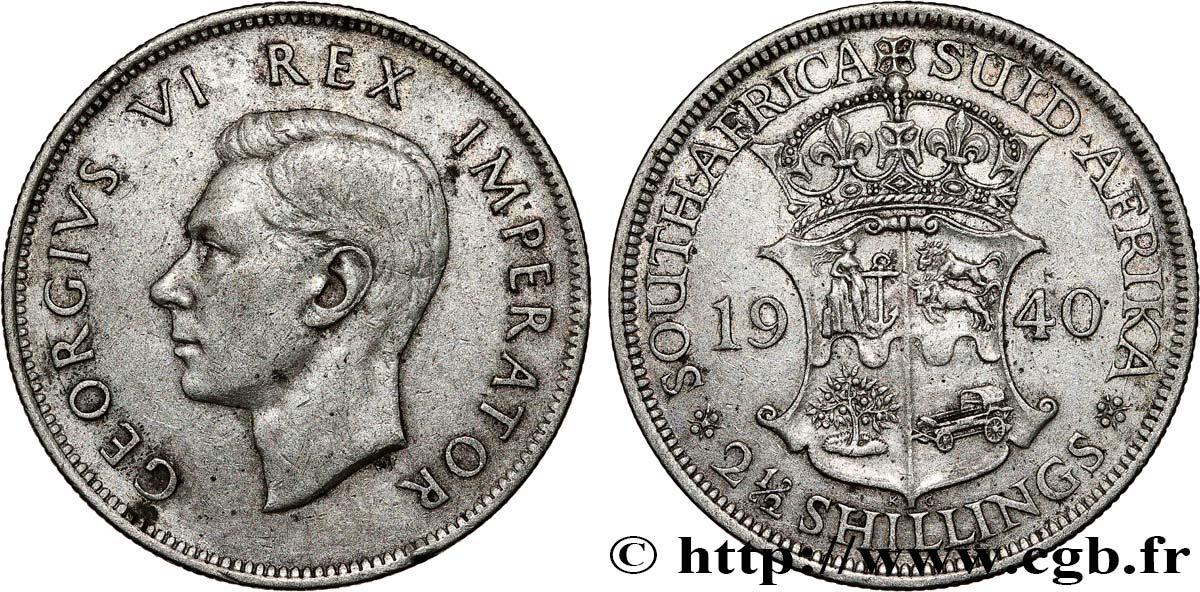 SOUTH AFRICA 2 1/2 Shillings Georges VI  1940 Pretoria XF 