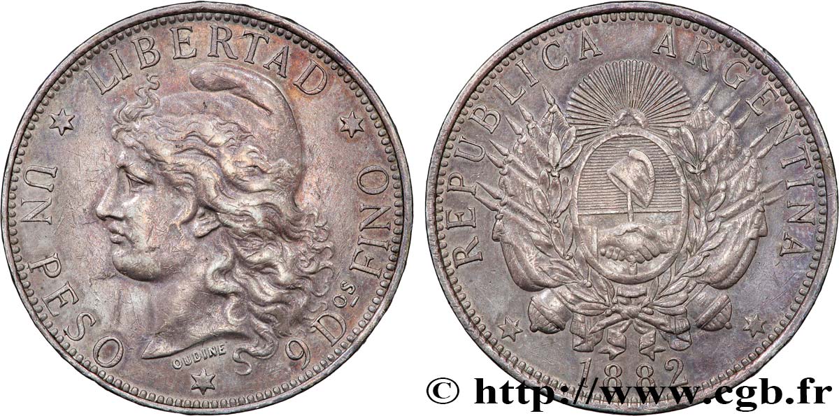 ARGENTINIEN 1 Peso  1882  SS 