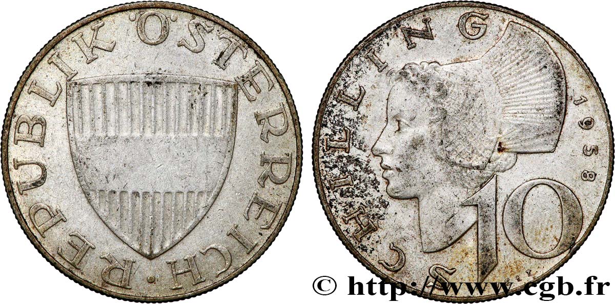 AUSTRIA 10 Schilling 1958 XF