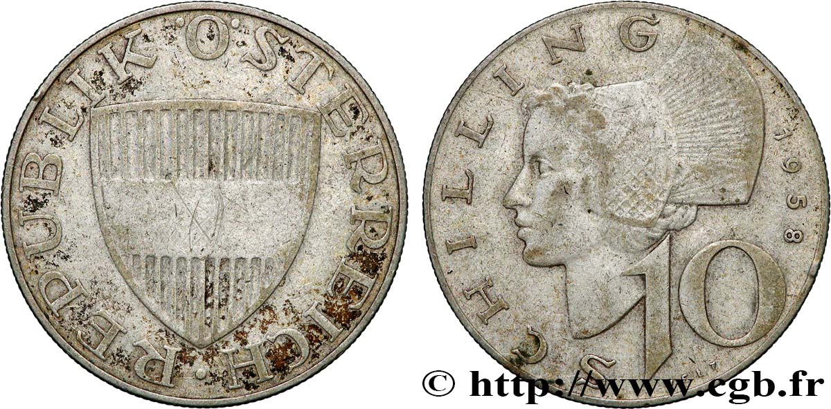 AUSTRIA 10 Schilling 1958 MBC