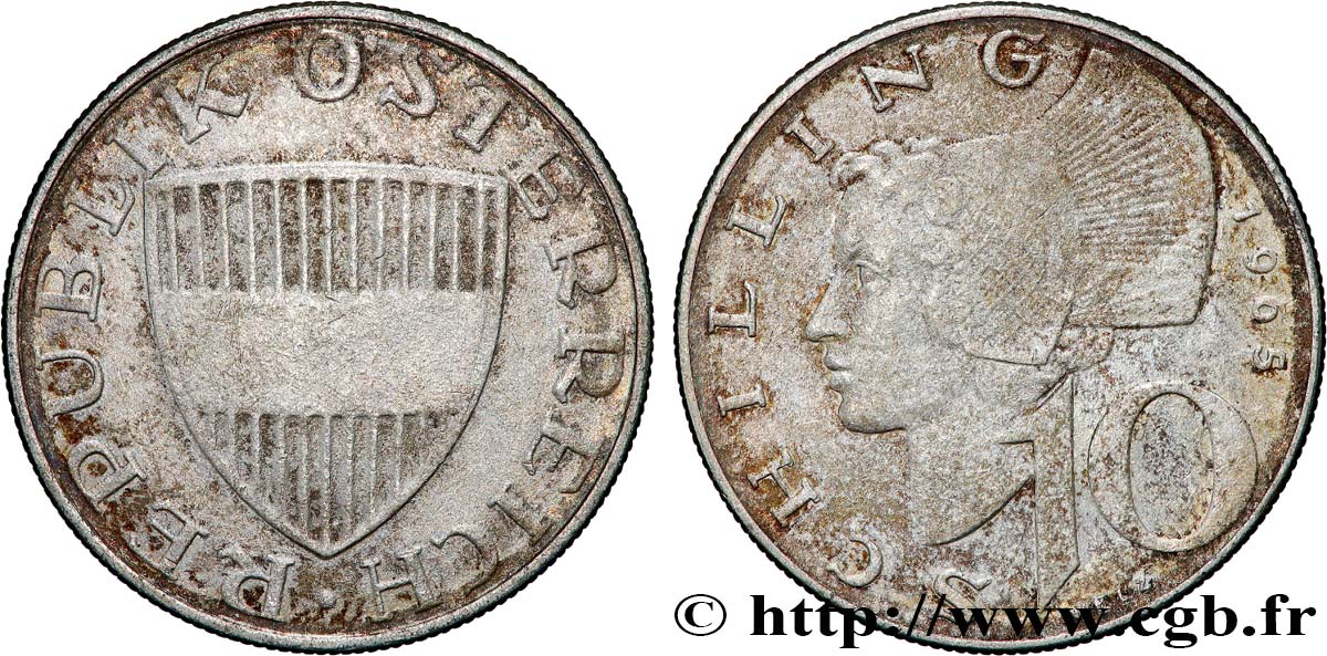 AUSTRIA 10 Schilling 1965 XF