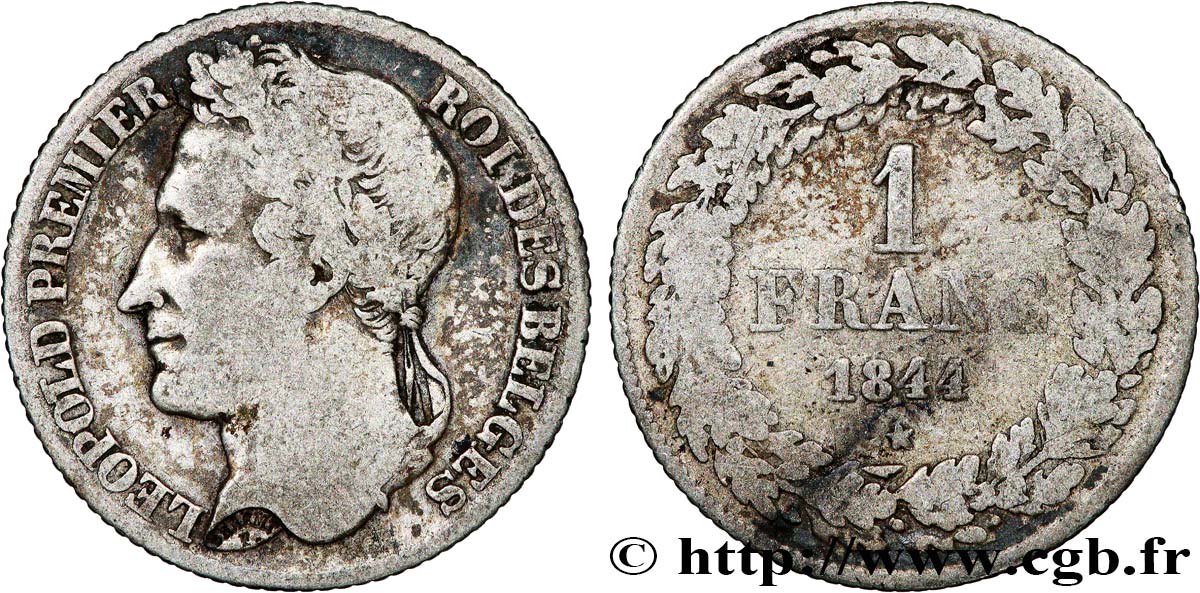 BELGIUM - KINGDOM OF BELGIUM - LEOPOLD I 1 Franc 1844  VF 