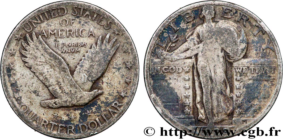 ÉTATS-UNIS D AMÉRIQUE 1/4 Dollar Liberté 1929 Philadelphie TB