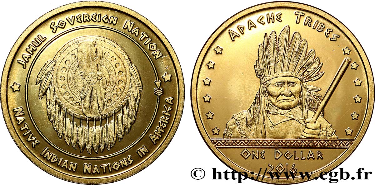 STATI UNITI D AMERICA - Tribù Indiane 1 Dollar Proof Tribus Apache 2016  MS 