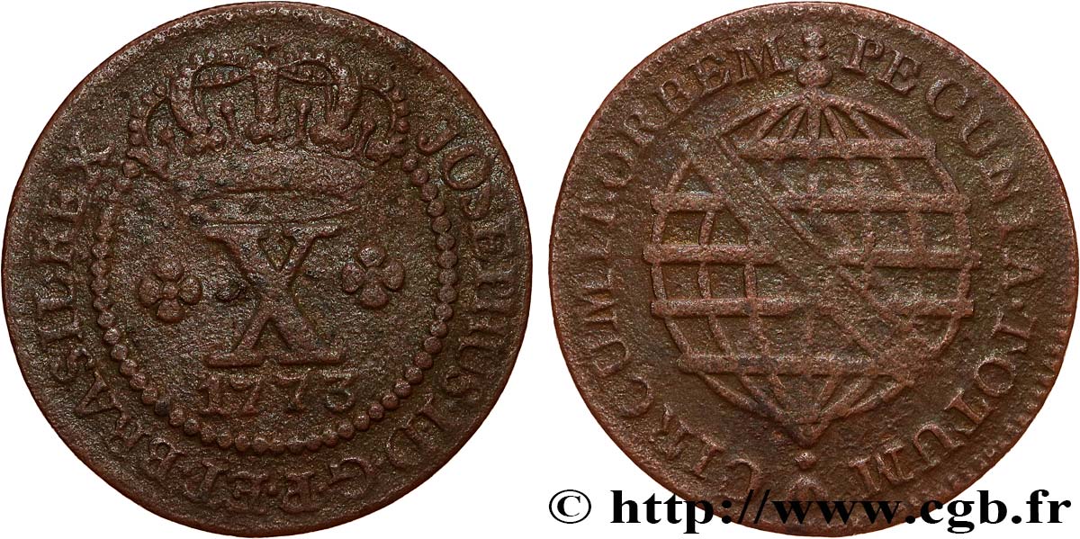BRÉSIL - JOSEPH Ier 10 Réis  1773 Lisbonne fSS