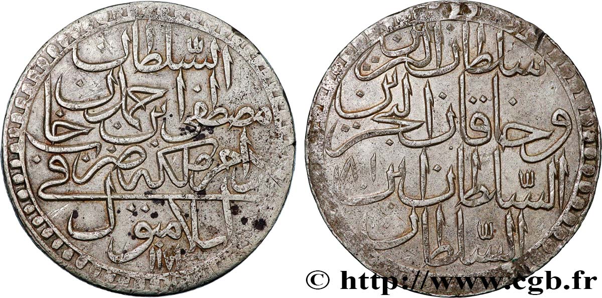 TURKEY 2 Zolota (60 Para) AH 1171 an 81 au nom de Mustafa III (1768) Constantinople XF 