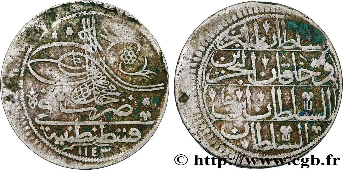TÜRKEI 1 Kurush au nom de Mahmud Ier AH 1143  1730 Constantinople fSS 