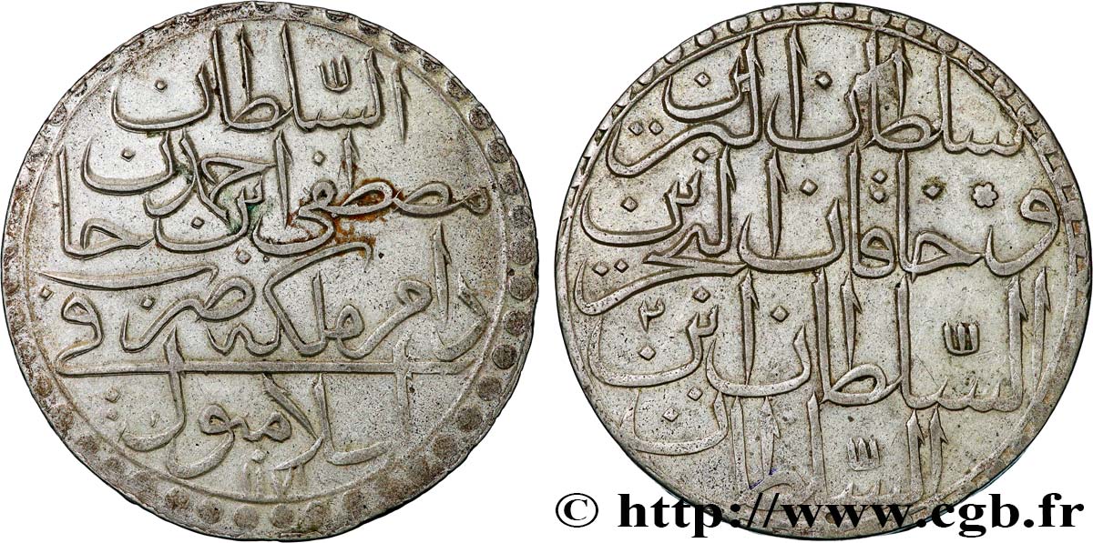 TURKEY 2 Zolota (60 Para) AH 1171 an 2 au nom de Mustafa III (1759) Constantinople AU 