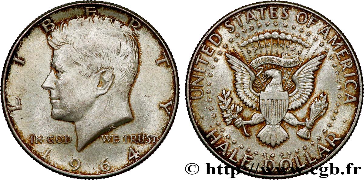VEREINIGTE STAATEN VON AMERIKA 1/2 Dollar Kennedy 1964 Philadelphie fVZ