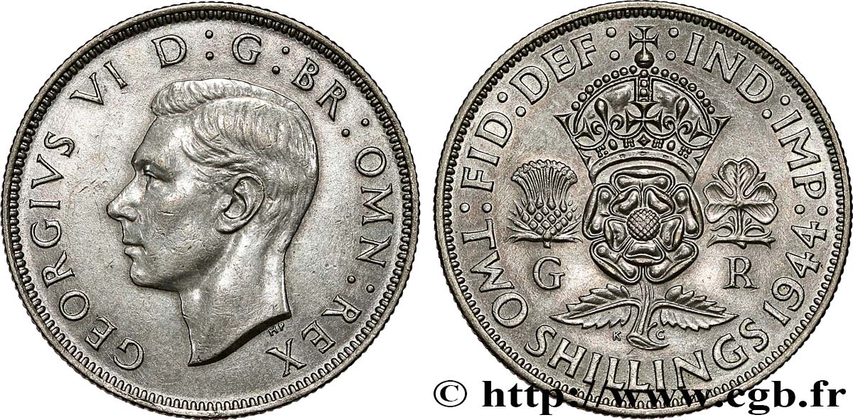 REGNO UNITO 1 Florin (2 Shillings) Georges VI 1944 q.SPL