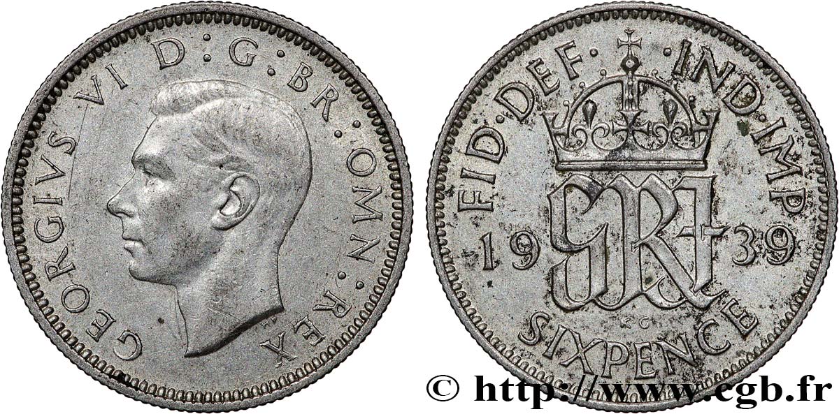 VEREINIGTEN KÖNIGREICH 6 Pence Georges VI 1939 SS