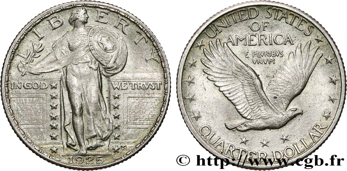 ÉTATS-UNIS D AMÉRIQUE 1/4 Dollar Liberté 1925 Philadelphie SUP