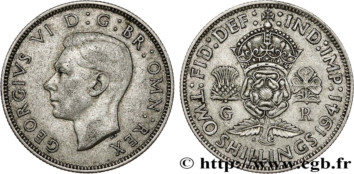 ROYAUME-UNI 1 Florin (2 Shillings) Georges VI 1941  TB+