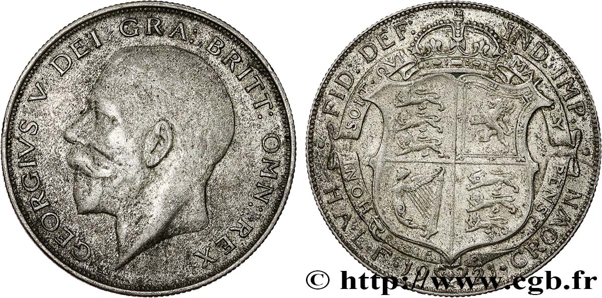 UNITED KINGDOM 1/2 Crown Georges V 1921 VF