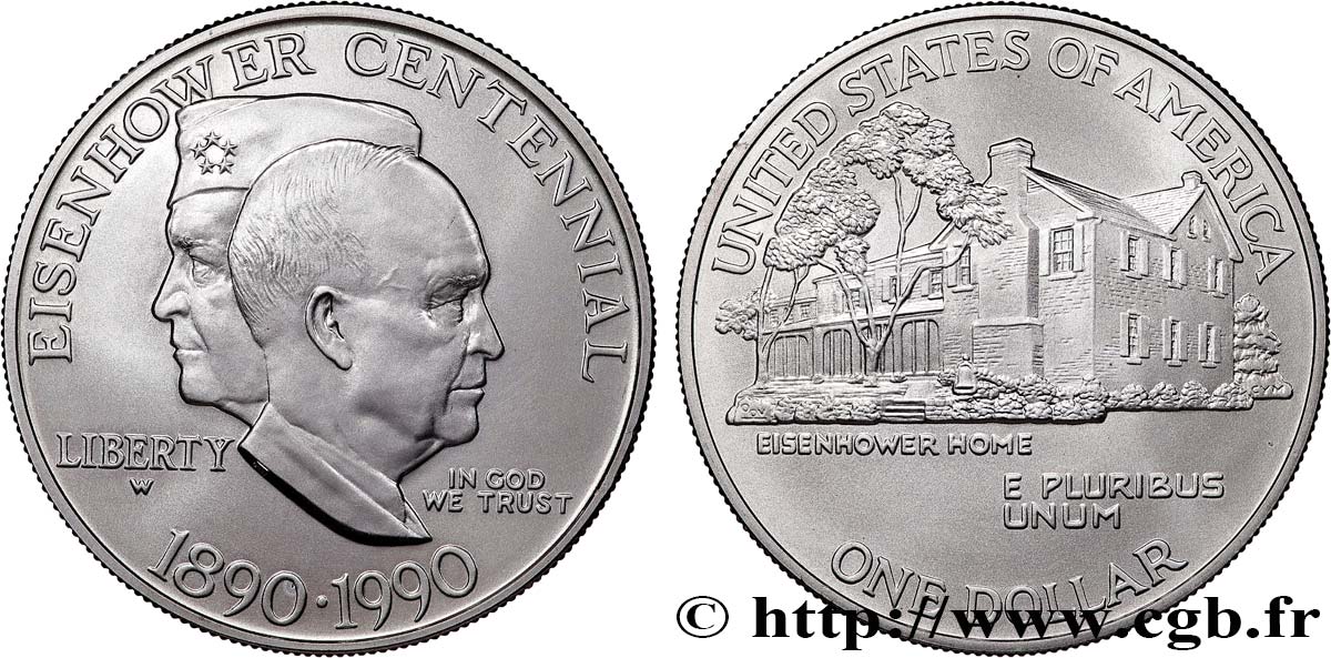 UNITED STATES OF AMERICA 1 Dollar centenaire de la naissance du général Eisenhower 1990 West Point MS