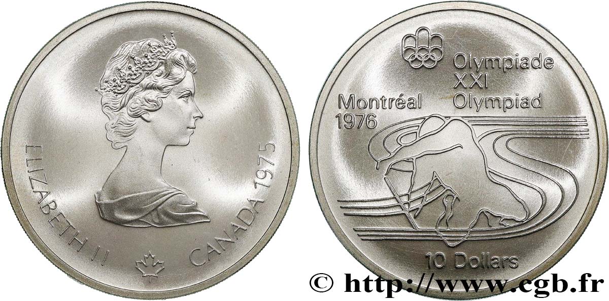 CANADA 10 Dollars JO Montréal 1976 canoë 1975  MS 