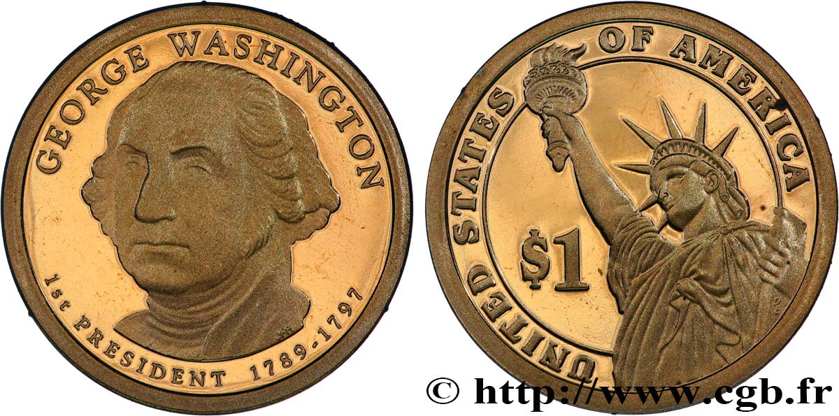 UNITED STATES OF AMERICA 1 Dollar Présidentiel Proof Georges Washington 2007 San Francisco MS