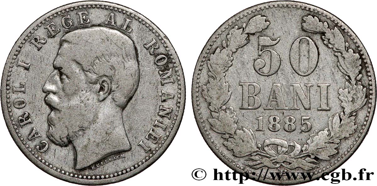 ROMANIA - CHARLES I 50 Bani  1885  VF 