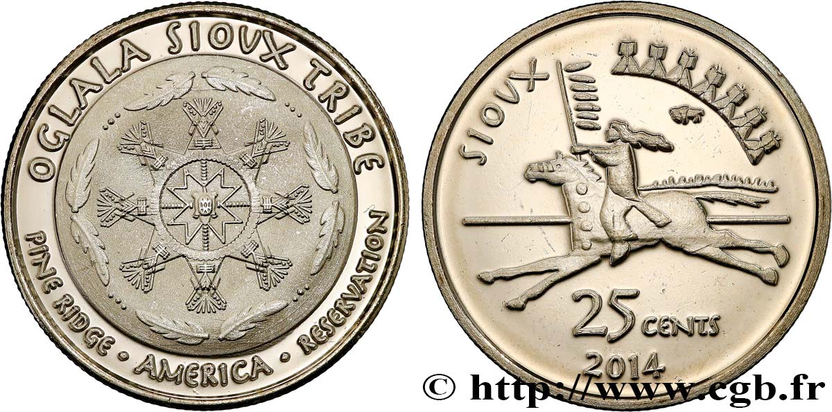 UNITED STATES OF AMERICA - Native Tribes 25 Cents Oglala Sioux Tribe 2014  MS 
