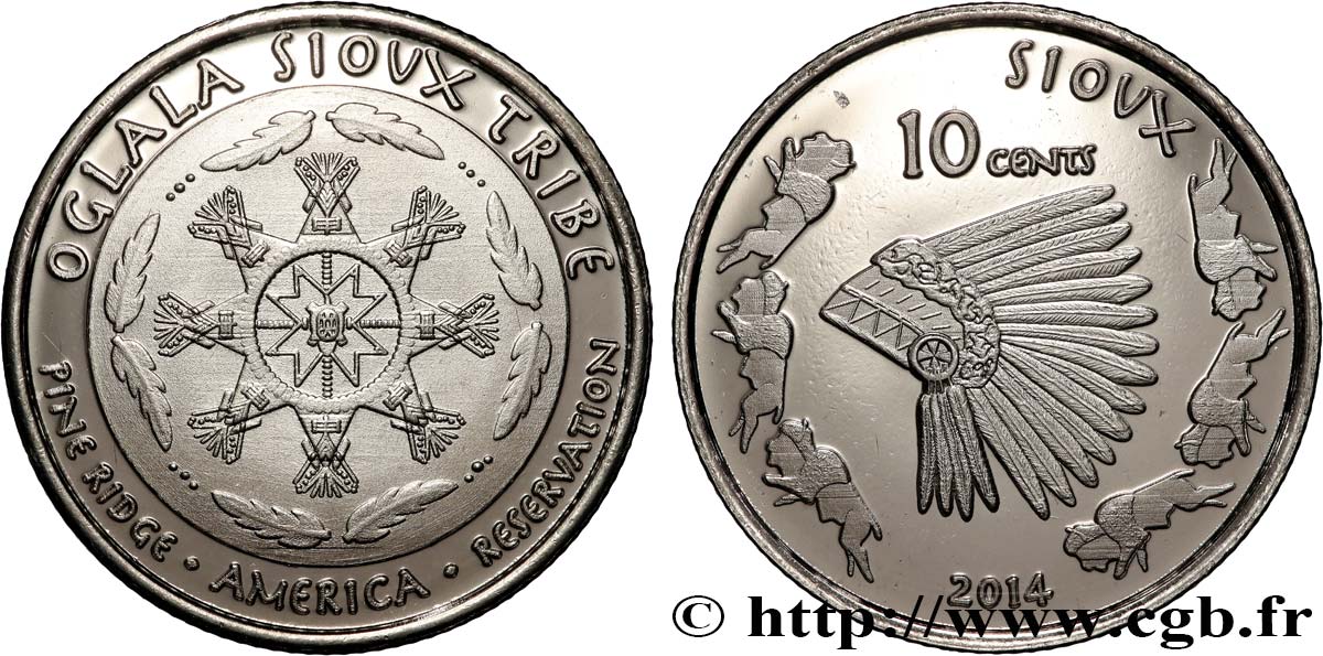 UNITED STATES OF AMERICA - Native Tribes 10 Cents Oglala Sioux Tribe 2014  MS 