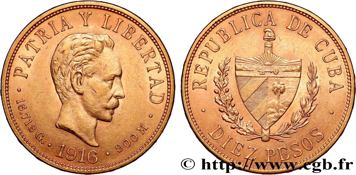 CUBA 10 Pesos 1916 Philadelphie SPL 