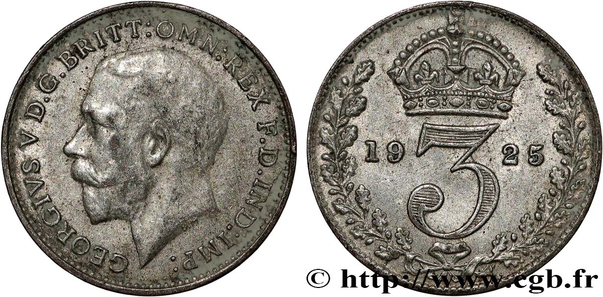 REINO UNIDO 3 Pence Georges V 1925 MBC