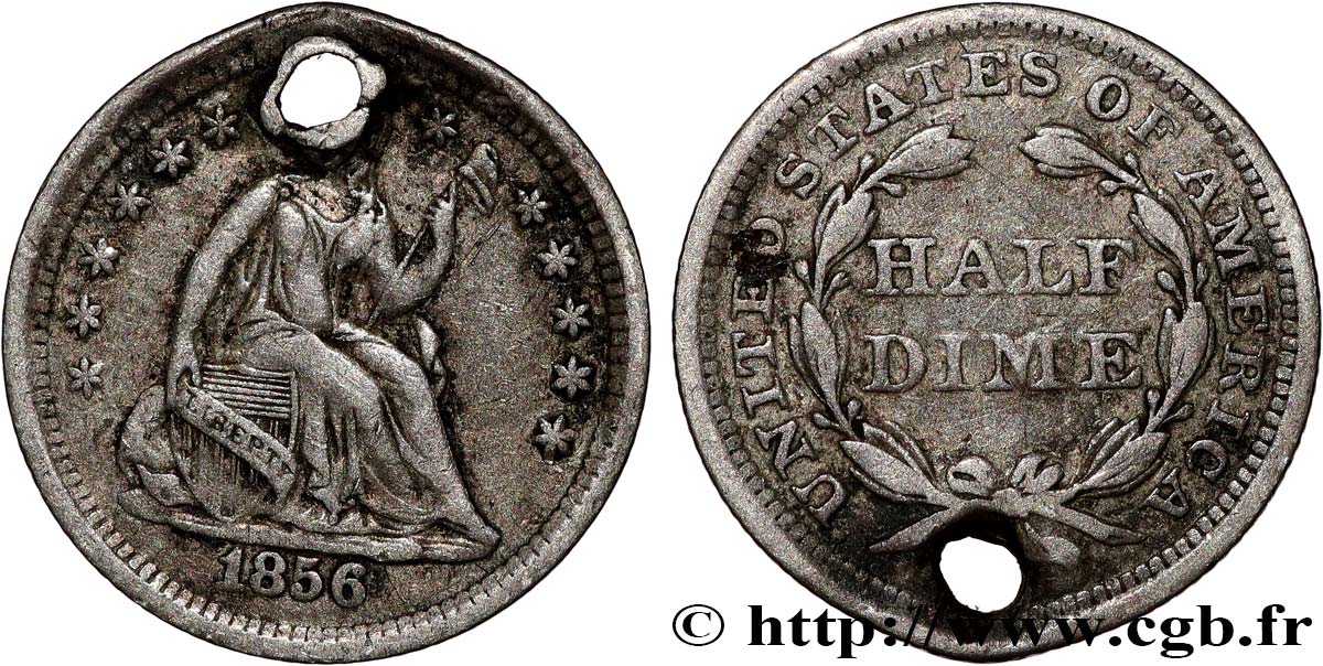 ESTADOS UNIDOS DE AMÉRICA 1/2 Dime Liberté assise 1856 Philadelphie BC
