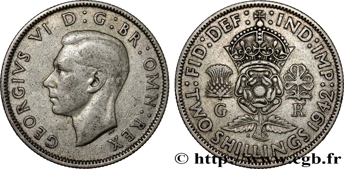 REINO UNIDO 1 Florin (2 Shillings) Georges VI 1942 MBC