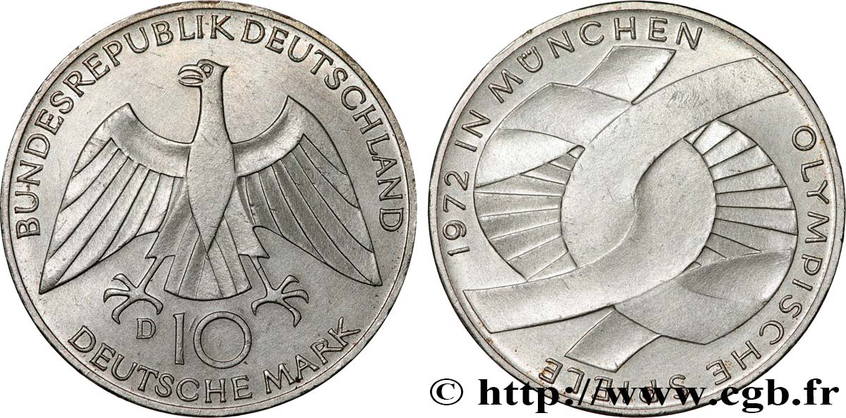 ALLEMAGNE 10 Mark / XXe J.O. Munich - L’idéal olympique 1972 Munich SUP
