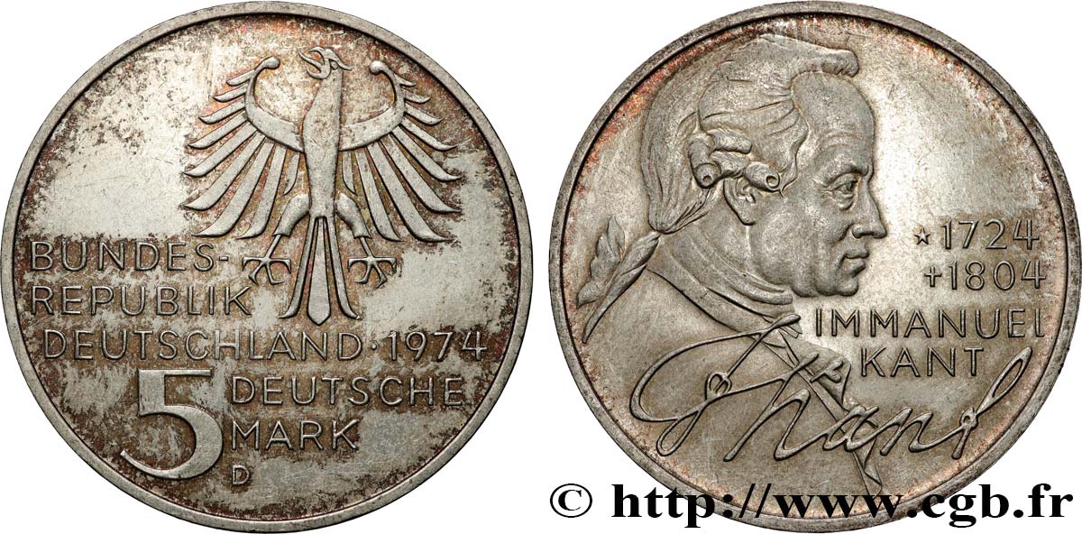 ALEMANIA 5 Mark Emmanuel Kant 1974 Munich MBC+