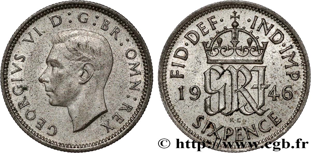 REGNO UNITO 6 Pence Georges VI 1946 q.SPL