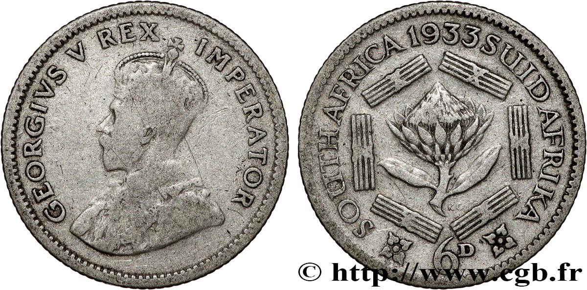 SUDAFRICA 6 Pence Georges V 1933 Pretoria q.BB