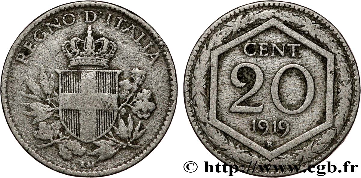 ITALIE 20 Centesimi écu 1919 Rome TB+