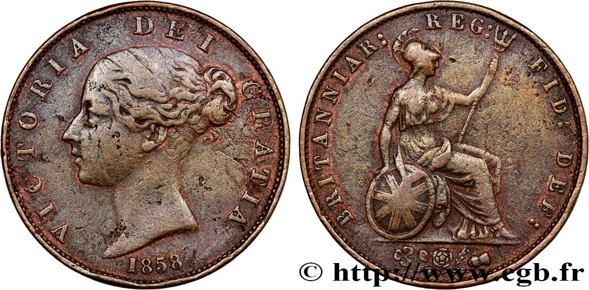 ROYAUME UNI 1 Penny Victoria tête jeune 1858 fwo 810503 Monde