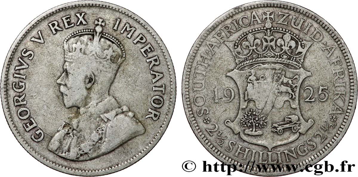 SOUTH AFRICA - UNION OF SOUTH AFRICA - GEORGE V 2 1/2 Shilling 1925  VF 