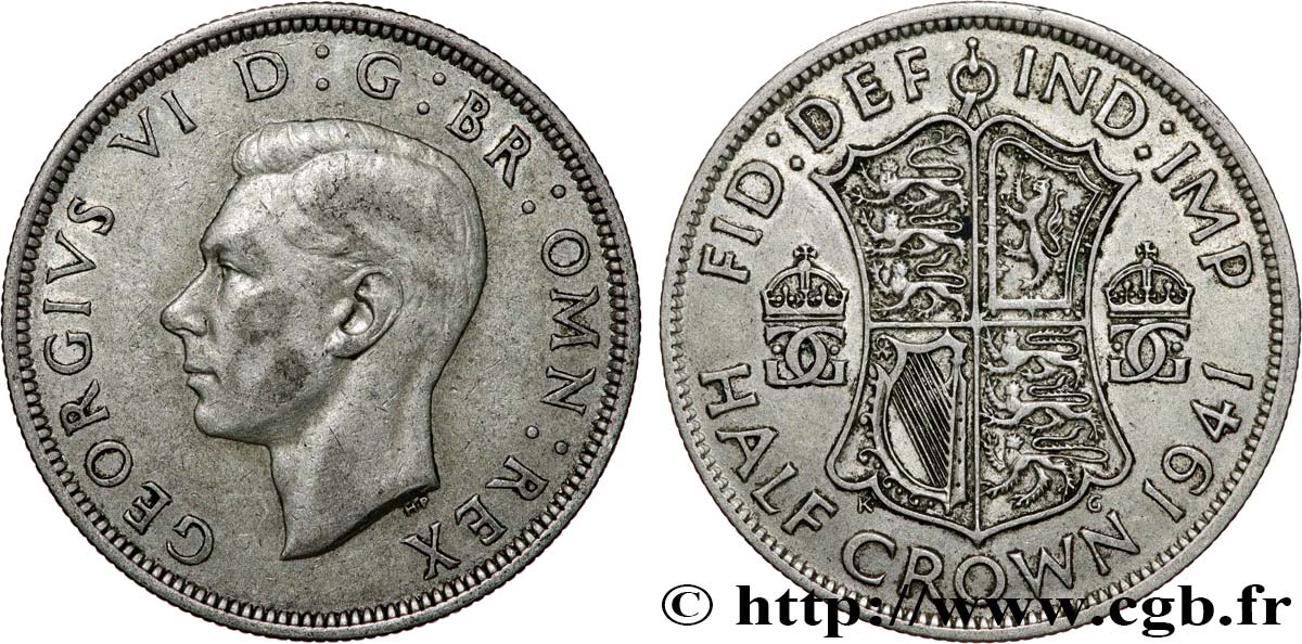 ROYAUME-UNI 1/2 Crown Georges VI 1941  TTB 
