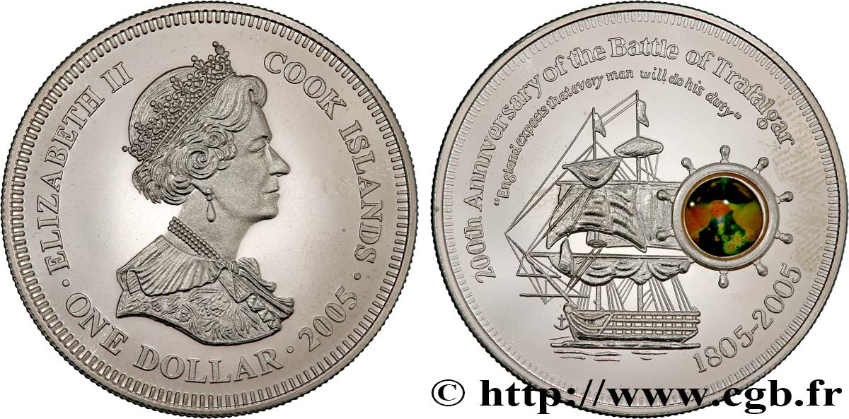 COOK ISLANDS 1 Dollar Proof 200e anniversaire de la Bataille de Trafalgar 2005  MS 