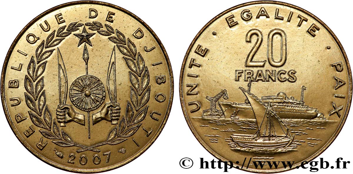 DJIBOUTI 20 Francs 2007 Paris MS 