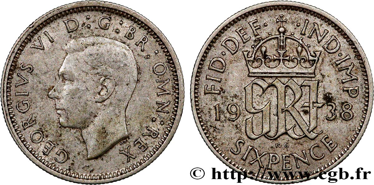 REGNO UNITO 6 Pence Georges VI 1938 BB