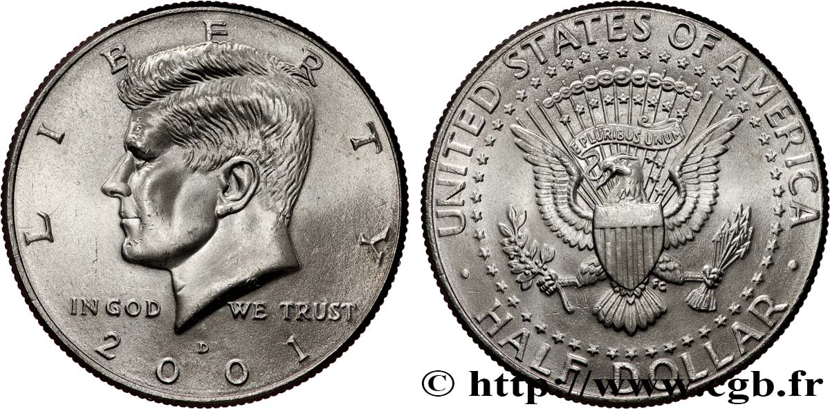 UNITED STATES OF AMERICA 1/2 Dollar Kennedy 2001 Denver MS 