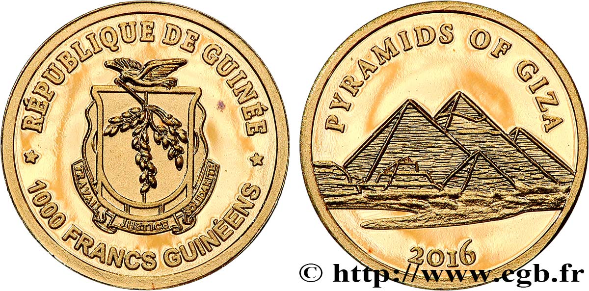 GUINÉE 1000 Francs Proof Pyramides de Gizeh 2016  SPL 