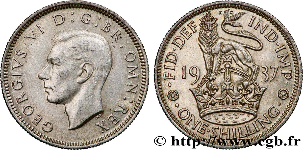 ROYAUME-UNI 1 Shilling Georges VI “England reverse” 1937  TTB+/SUP 