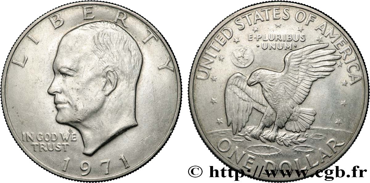 STATI UNITI D AMERICA 1 Dollar Eisenhower / aigle posé sur la Lune 1971 Philadelphie SPL
