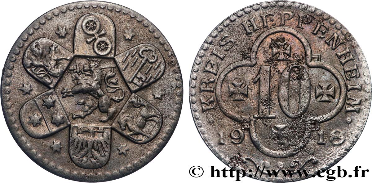 GERMANIA - Notgeld 10 Pfennig Heppenheim 1918 BB