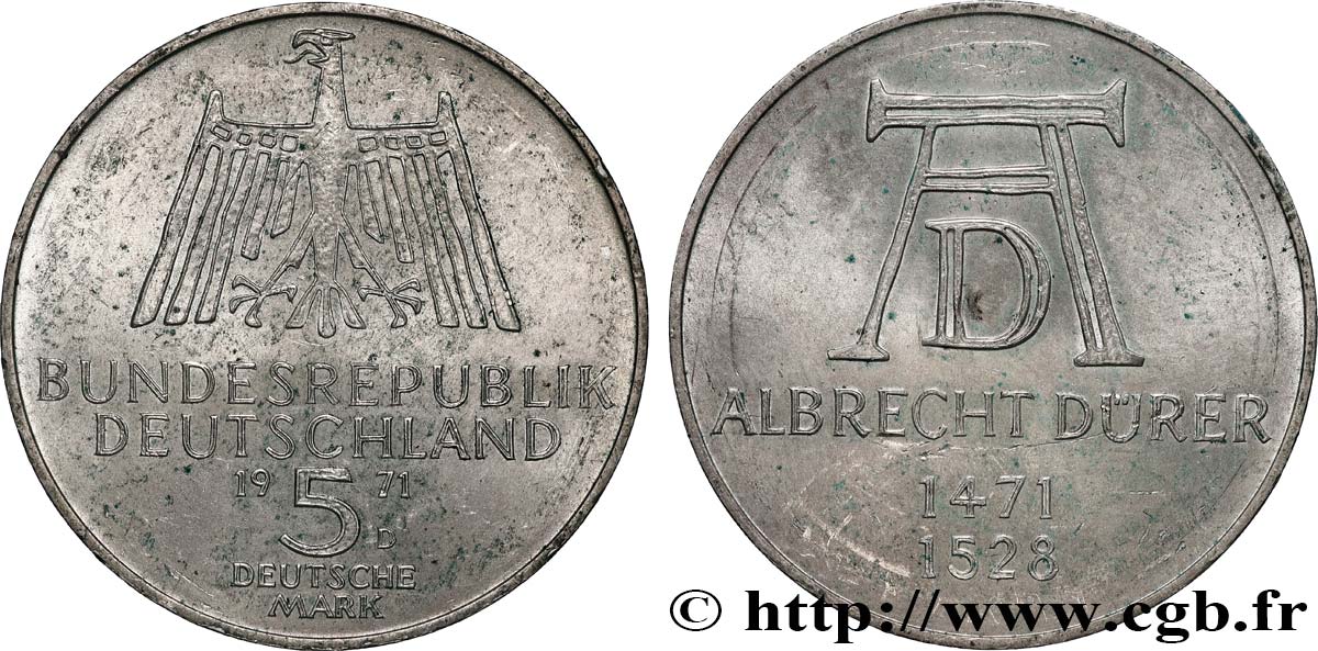ALLEMAGNE 5 Mark / Albrecht Dürer 1971 Munich SUP