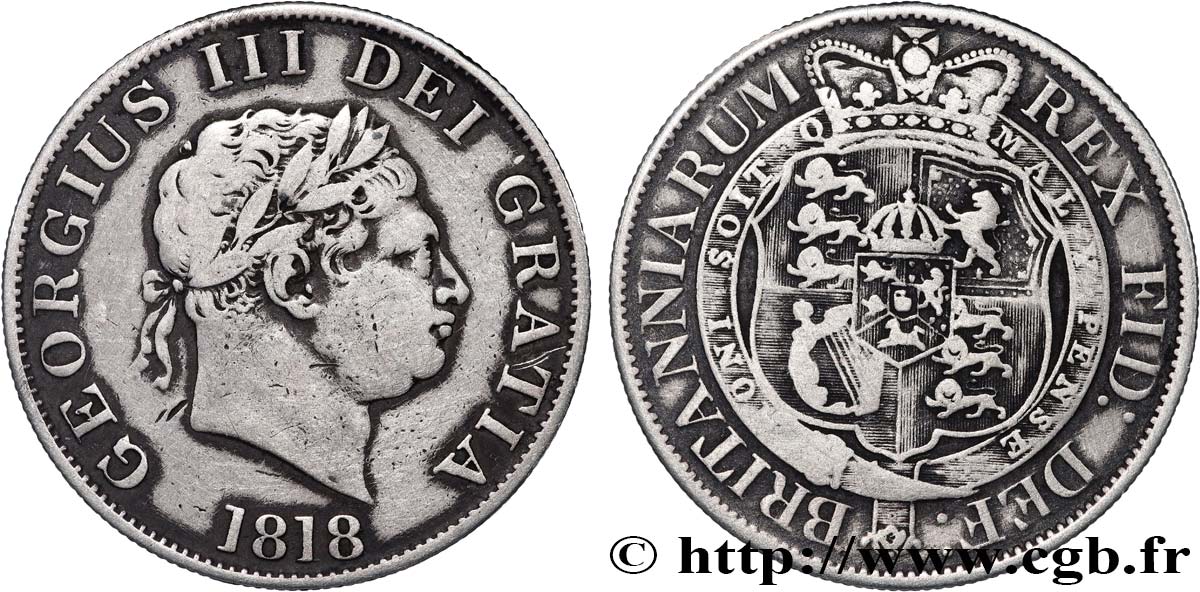 GROSSBRITANIEN - GEORG III. 1/2 Crown Georges III 1818  S 