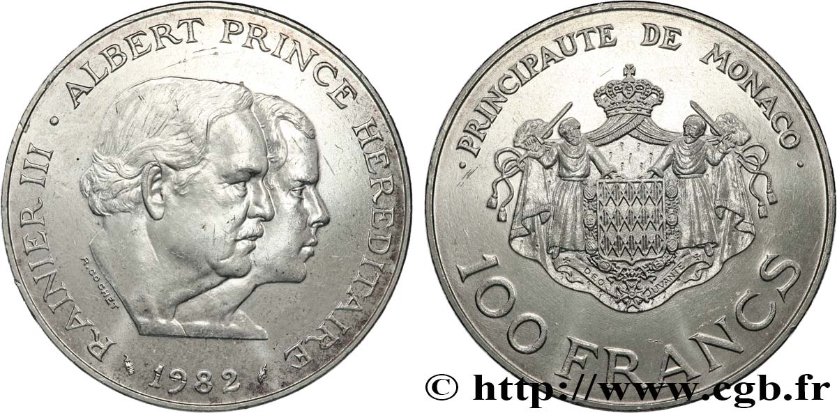 MONACO 100 Francs Rainier III et Albert 1982 Paris MS 
