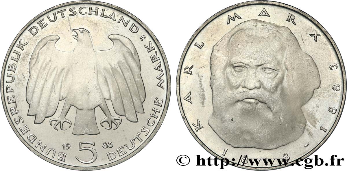 ALEMANIA 5 Mark Karl Marx 1983 Hambourg EBC