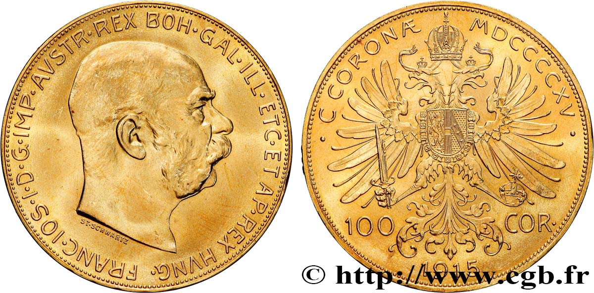 AUSTRIA - FRANZ-JOSEPH I 100 Corona  1915 Vienne MS 